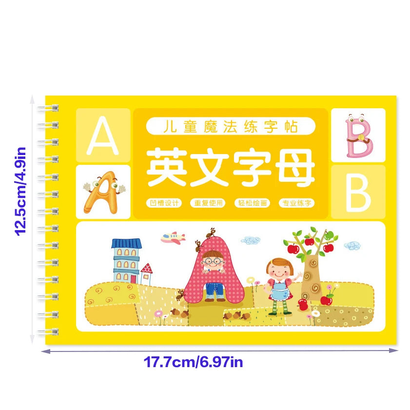 Crianças reutilizáveis 3d copybook para caligrafia números escrita copybooks aprendizagem matemática - Letter — foto 2