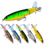 1 pçs 10cm 14cm topwater spinner isca de pesca popper lápis artificial isca dura hélice rotativa cauda — foto 2