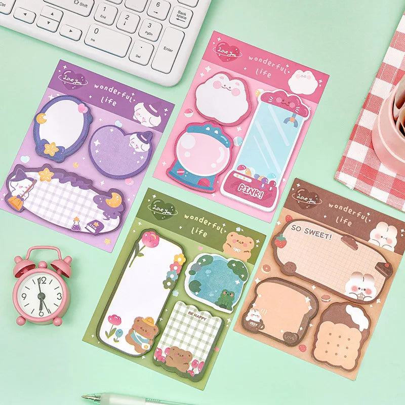 Dos desenhos animados adesivo bonito kawaii animais notas bloco de notas bloco de notas material escolar — foto 2