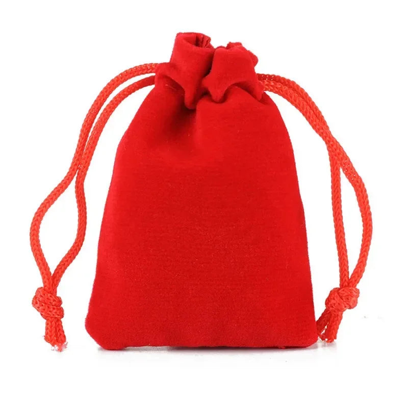 Saco de presente de veludo vermelho com cordão, 5 x 7 cm, 2 unidades — foto 1