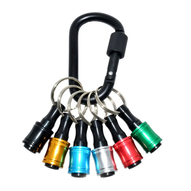 6 pçs/set 1/4 haste hexagonal chave de fenda cabeça titular haste extensão chaveiro adaptador broca — foto 1