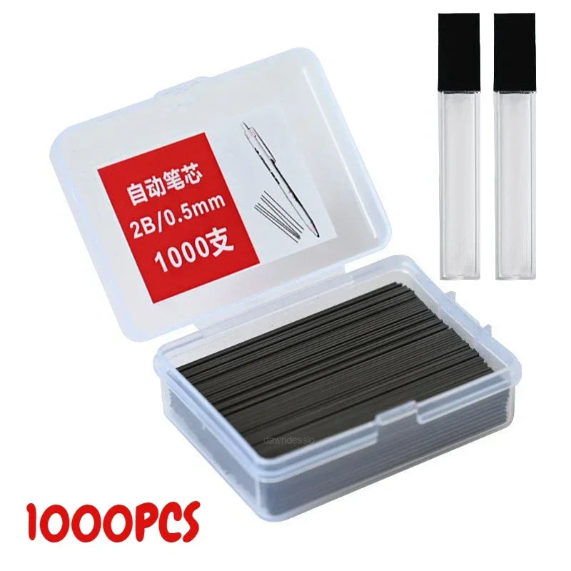 1000 peças núcleo de lápis mecânico grande capacidade recargas de lápis substituíveis 0.5 0.7mm 2b núcleo — foto 2
