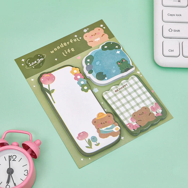 Dos desenhos animados adesivo bonito kawaii animais notas bloco de notas bloco de notas material escolar — foto 1