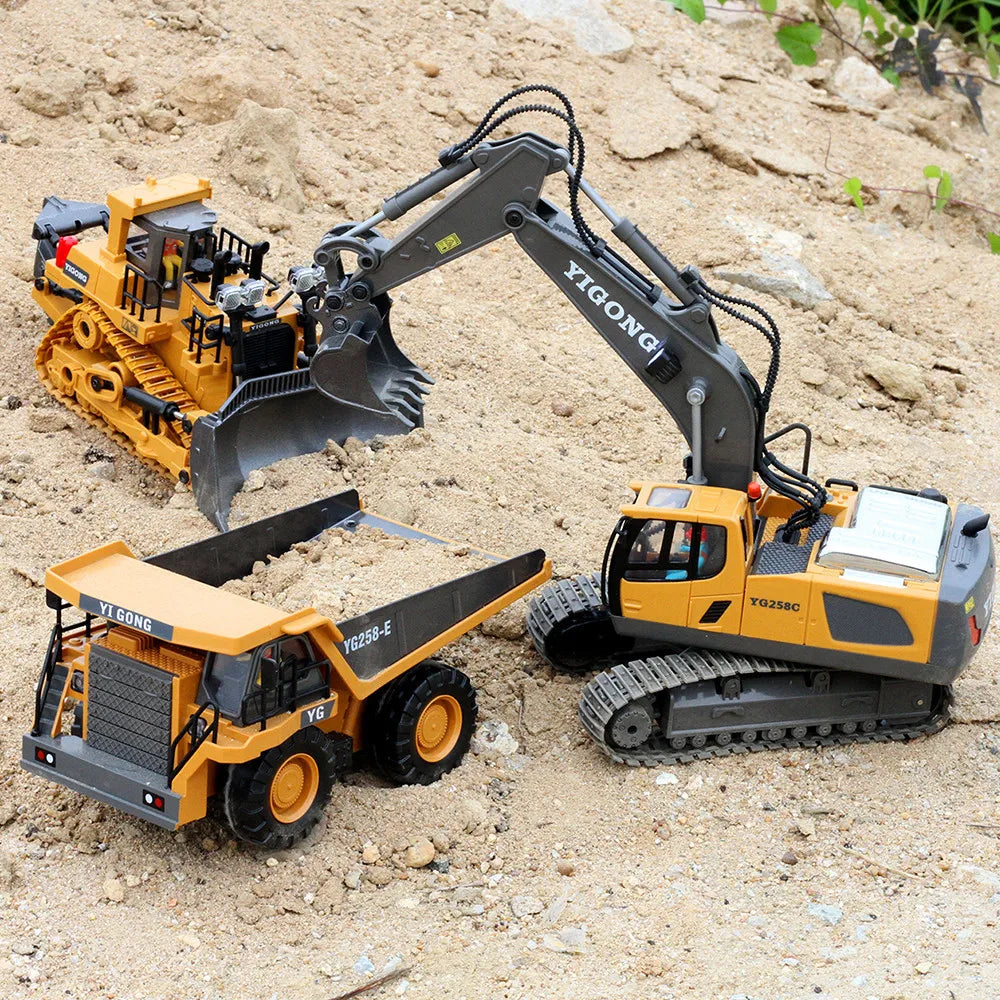 Comando Escavadeira Bulldozer Caminhão Basculante, RC Car Brinquedos, Engenharia Elétrica — foto 2