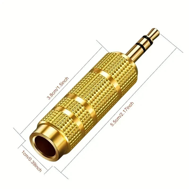Conjunto de 2 adaptadores de áudio jack 6,5 mm e 3,5 mm dourado — foto 2