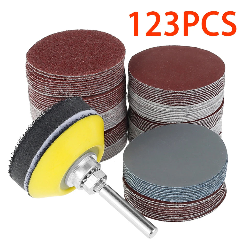 120 pces 2 Polegada variedade de lixa 60-3000 grit lixa disco almofada conjunto com pólo de disco almofada — foto 2