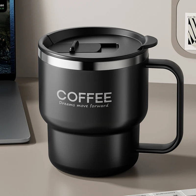 Caneca de café isolada 304 em aço inoxidável preta — foto 7