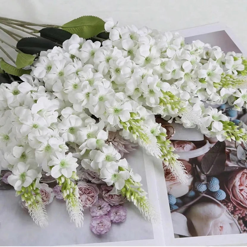 5 pçs flores artificiais jacinto rattan casa sala de estar celebração casamento ao ar livre jardim parede — foto 2