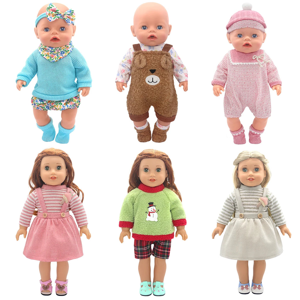 Bebê nascido boneca roupas para 13-18 Polegada boneca recém-nascido bonito jumpers macacão terno + sapatos — foto 1