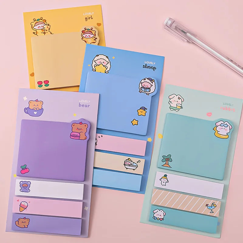 Kawaii animais bonitos papel notas pegajosas criativo bloco de notas almofadas escritório escola papelaria — foto 2