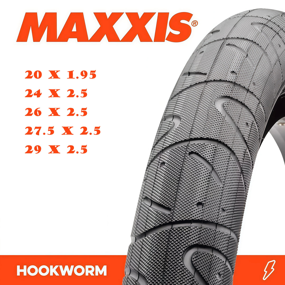Pneu de Bicicleta Hookworm 26 x 2.5 BMX com Talão de Arame para Street, Park, Vert, Flatland – Tamanhos — foto 2