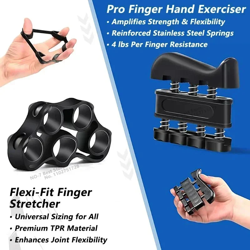 Treinador de Força de Preensão Ajustável de 5-60Kg com Exercitador de Dedos - Finger Ex cinzento preto — foto 5