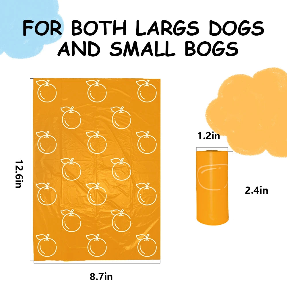 Sacos fotodegradáveis de cocô de cachorro laranja com fragrância de laranja e saco - Laranja 12Rolls 180bags — foto 2