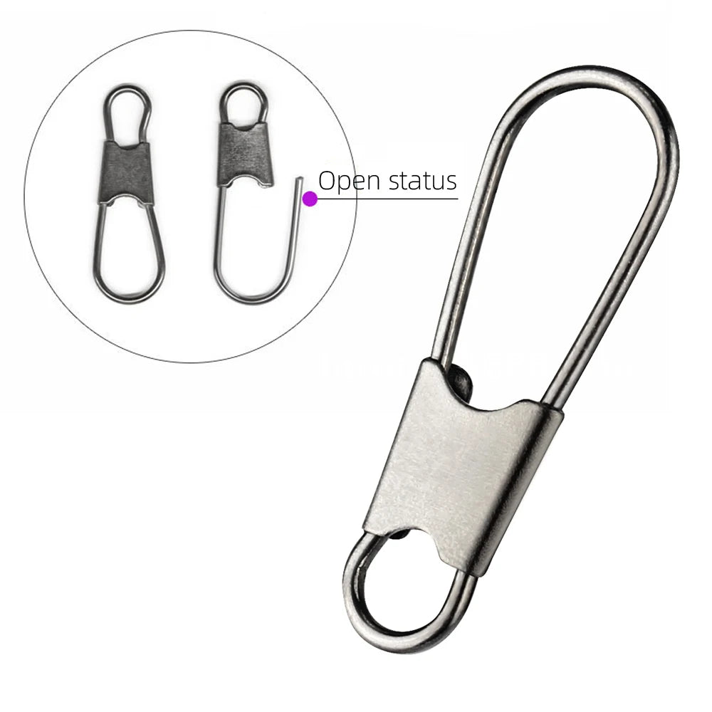 100 pçs de aço inoxidável isca de pesca conector snap rolamento giratório isca de pesca pino enfrentar — foto 1