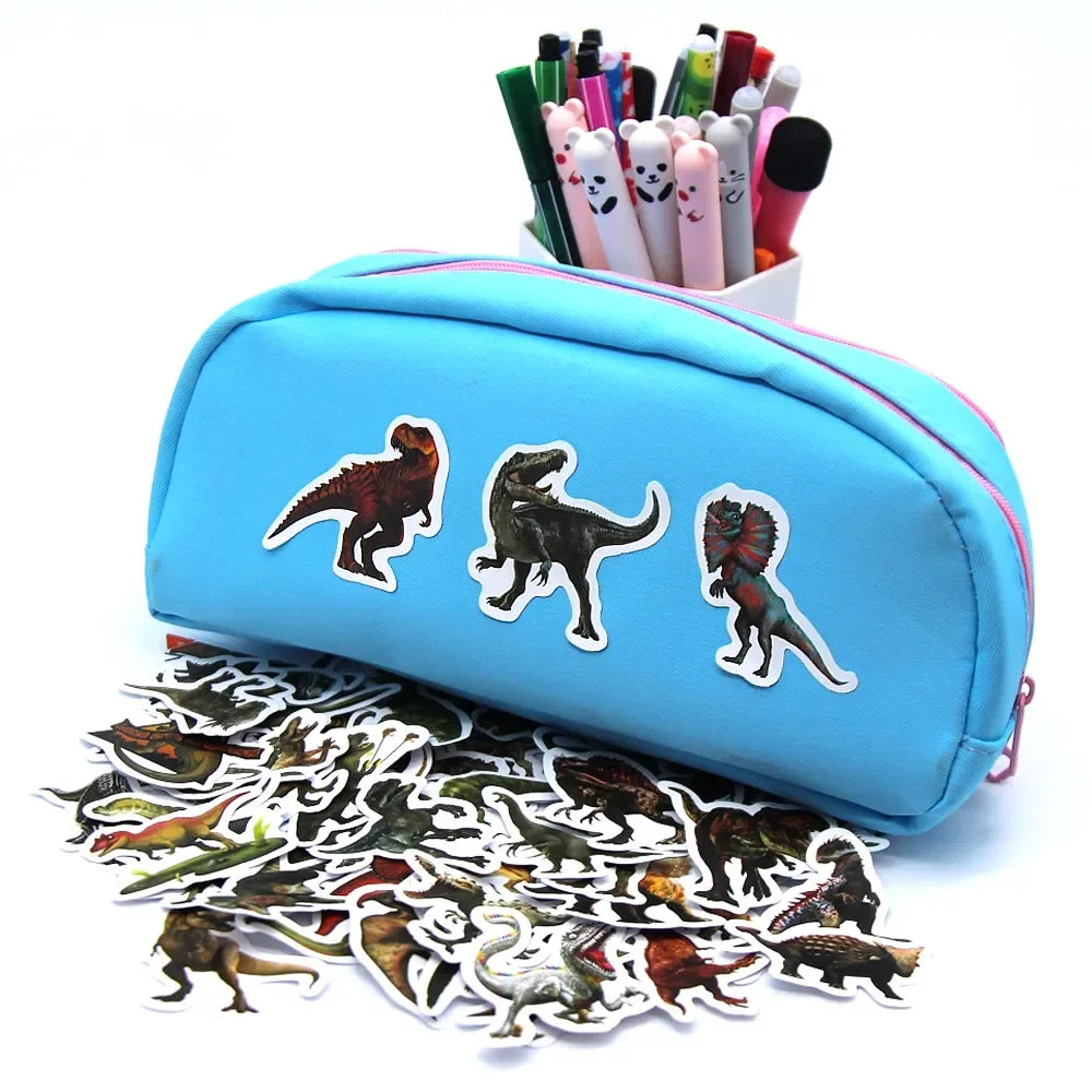 10/50/100 pçs engraçado dinossauro adesivos dos desenhos animados decalques brinquedo papelaria guitarra — foto 1