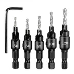 Carpintaria Hexagonal Shank Cabeça Escareada Broca 5 peças Perfuração Chanfro Buraco Opener Set - Prata — foto 2