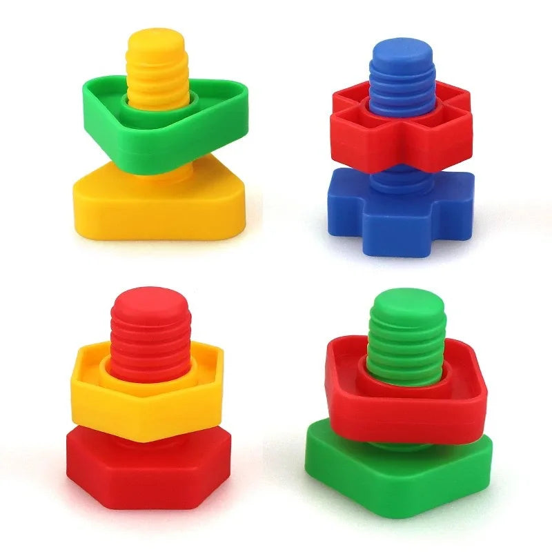 5 Conjuntos de Blocos de Montar de Plástico com Parafusos e Porcas, Brinquedos Educacionais Montessori — foto 2