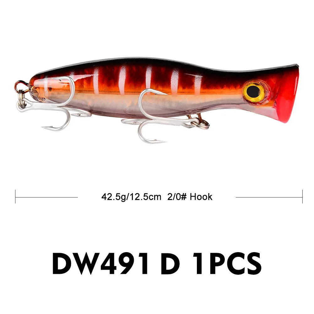 Isca Artificial Rígida 13cm 43g Popper com 2 Anzóis Triplos para Pesca de Carpa, Isca Wobbler - COLOR D — foto 2
