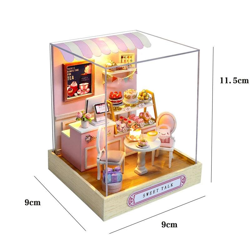 Diy casa de boneca em miniatura 3d quebra-cabeça pequena casa montagem modelo de construção kit brinquedos — foto 1