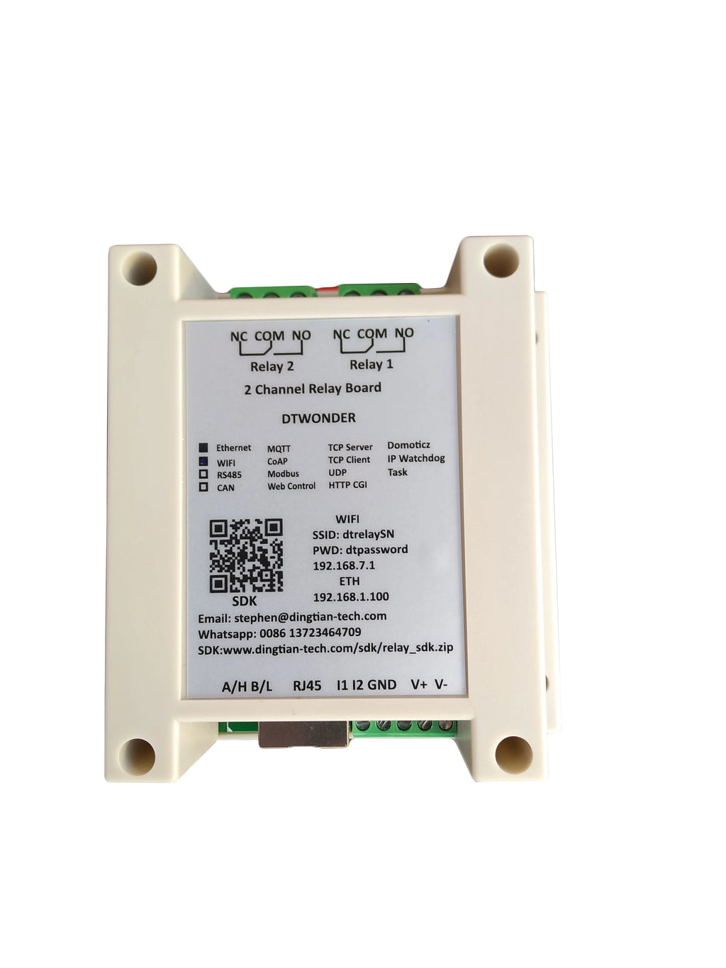 Rede de relé ethernet wifi switch modbus mqtt tcp udp web http programação tarefa pode rs485 coap domoticz — foto 4