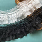 1 Jarda de Fita de Renda Elástica Branca e Preta com Babado para Costura de Roupas e Artesanato DIY — foto 2