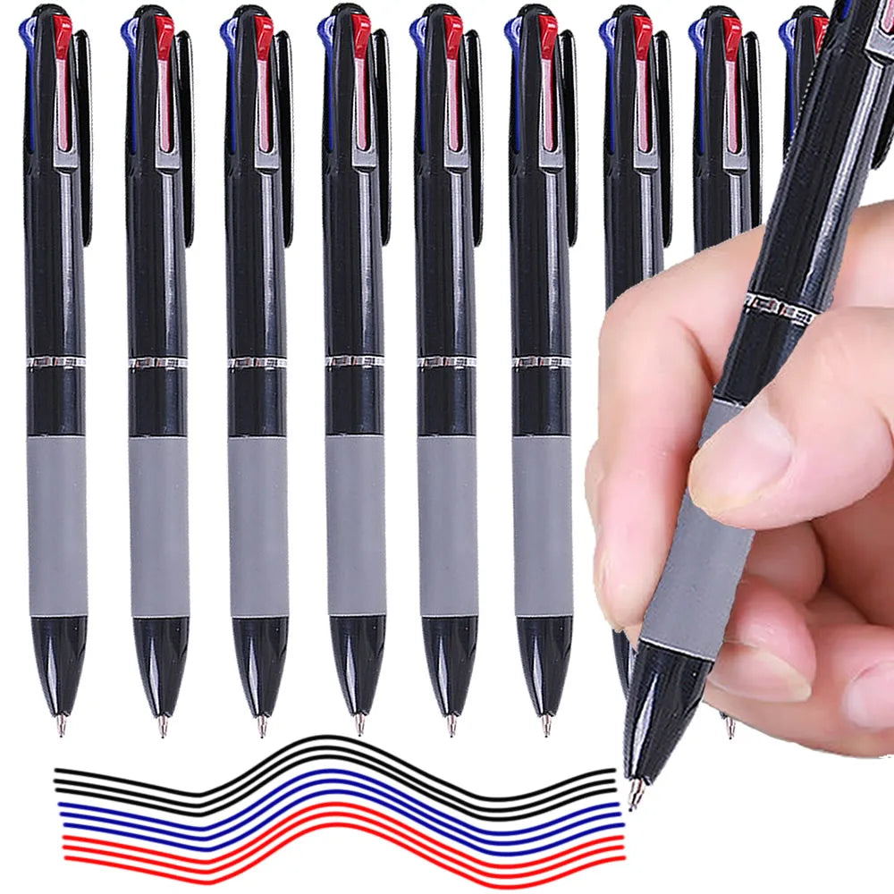 3 em 1 cor de tinta vermelha/preta/azul 0.7mm canetas esferográficas de estudante esferográfica escrita — foto 2