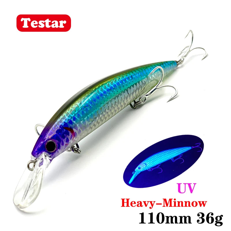 Isca Artificial Minnow de 110mm e 36g, de Afundamento Rápido, com Proteção UV - C 110mm 36g — foto 3