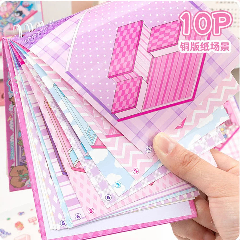Papel 30 peças 3d empilhamento tridimensional adesivos de cena em miniatura cenário livro adesivo meninas — foto 1