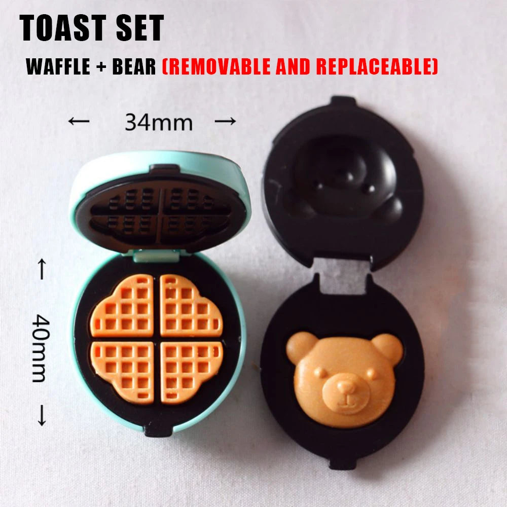 Diy casa de bonecas urso biscoitos 1/12 móveis em miniatura torradeira forno misturador escala eletrônica — foto 4