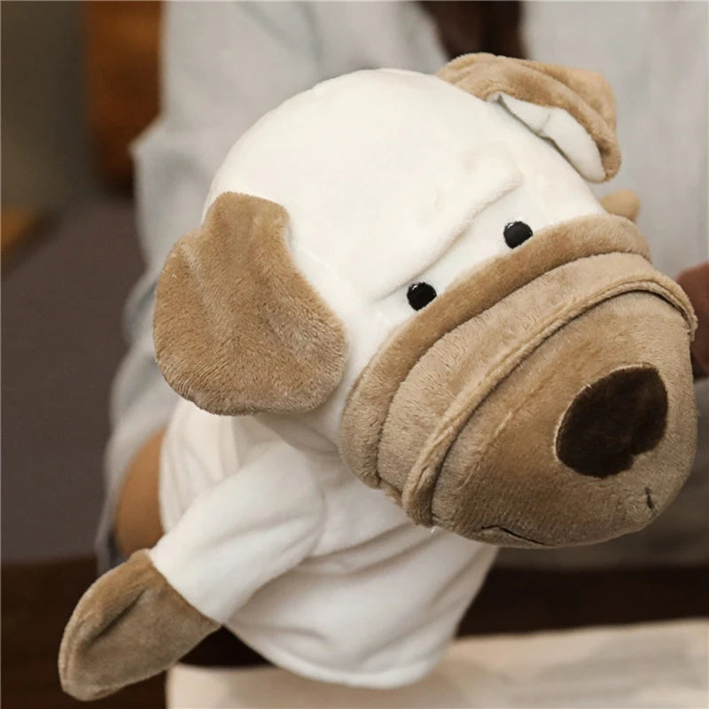 Mão fantoches de dedo dos desenhos animados brinquedo de pelúcia festa fornecimento família - Branco dog 27cm — foto 2
