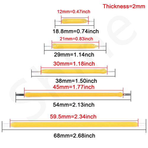 10 peças de lâmpada edison de filamento led cob 18.8mm 29mm 38mm 54mm 68mm dc 3v 12v 57v 80v acessórios — foto 1
