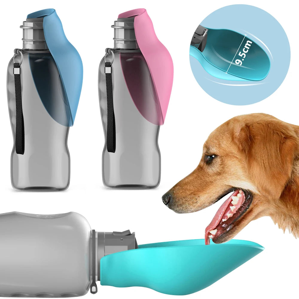 Garrafa de água portátil para cães, dobrável, 800 ml, azul — foto 2