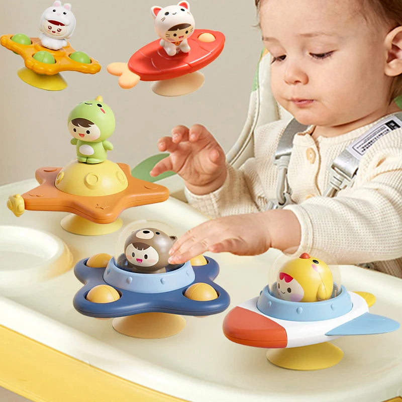 Bebê montessoris rotação copo superior brinquedos de banho otário girador sucção sensorial brinquedo rotativa — foto 1