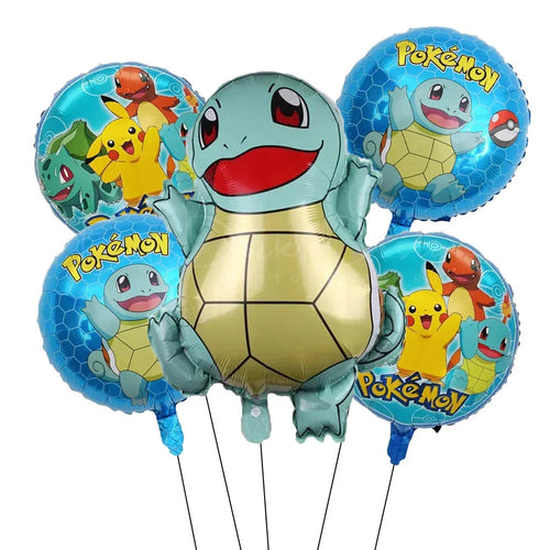 1 conjunto de balão de festa de desenho animado, salto pikachu, pequeno dragão de fogo, jenny — foto 1