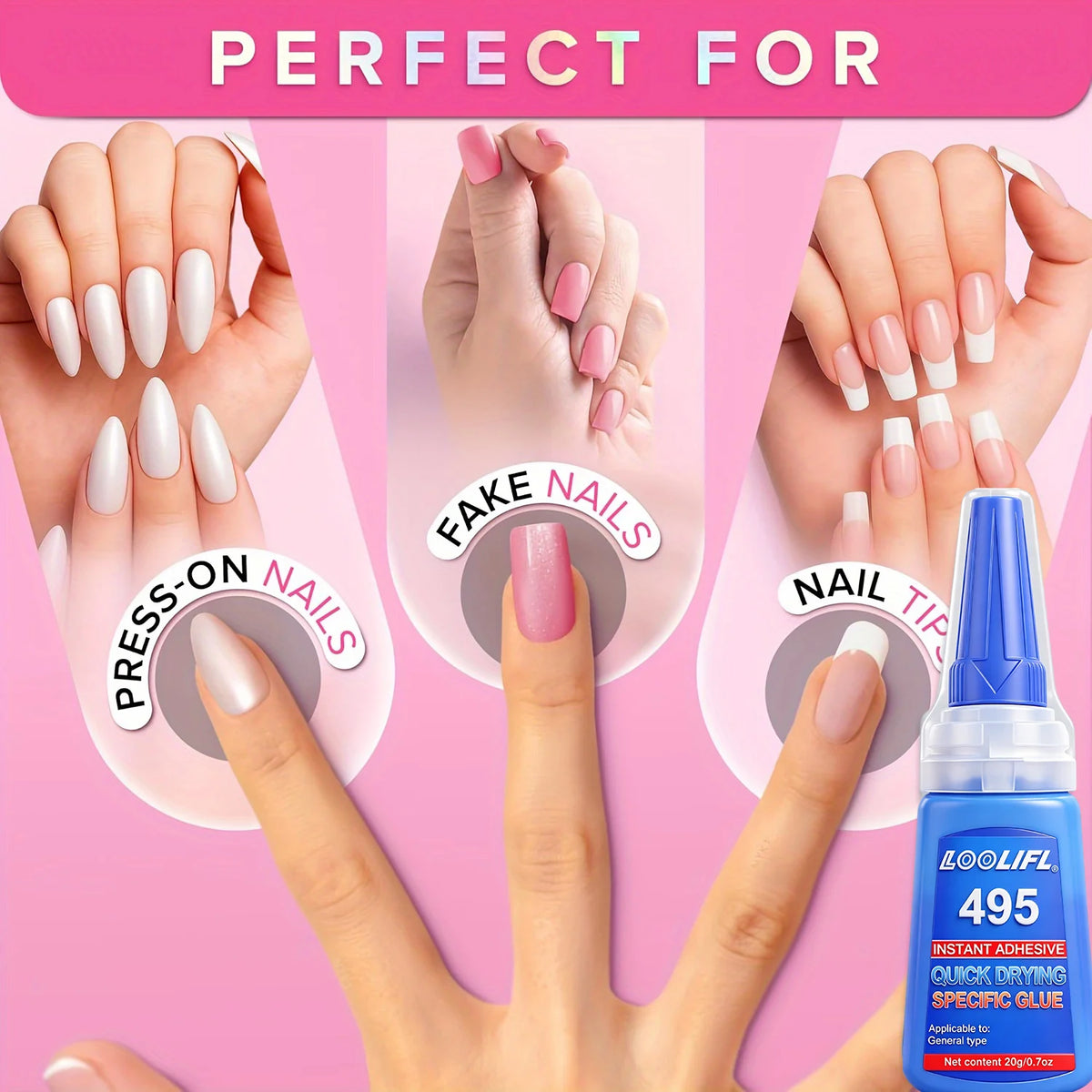 Cola super forte para unhas falsas, pontas de unhas macias, secagem rápida — foto 2
