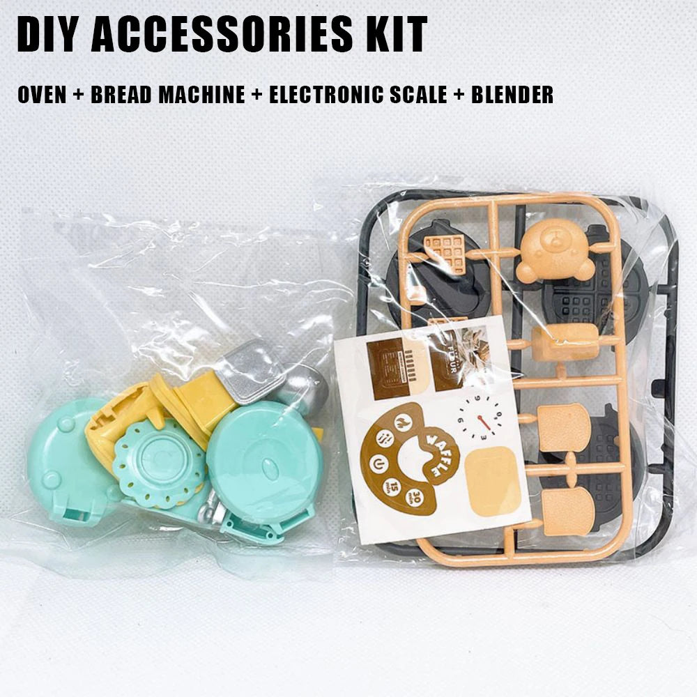 Diy casa de bonecas urso biscoitos 1/12 móveis em miniatura torradeira forno misturador escala eletrônica — foto 5