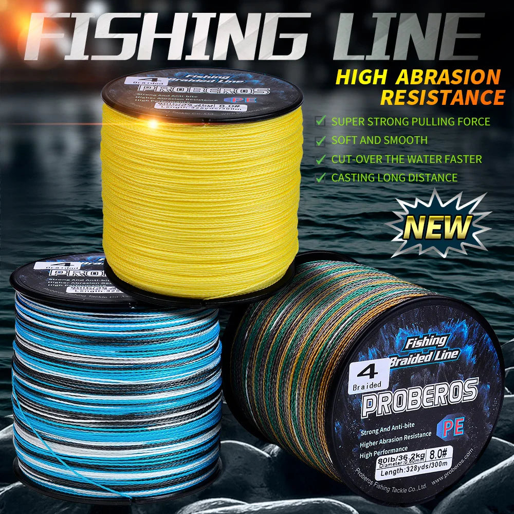Linha de Pesca Trançada - 300M/328YDS, 6-80LB, Super Resistente e Suave para Lançamentos de Longa Distância — foto 1