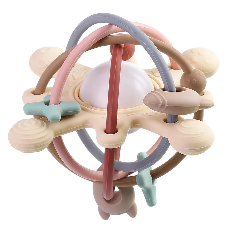 Chocalho e mordedor sensorial cama sino silicone montessori bola brinquedos do bebê recém-nascido — foto 1