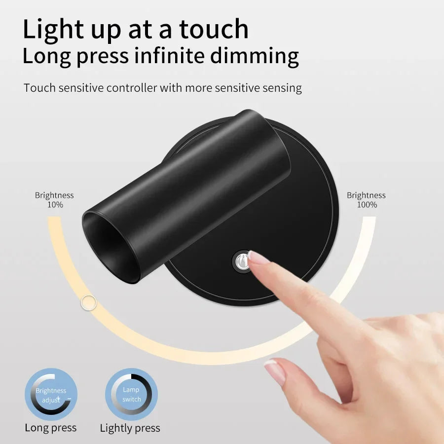 Lâmpada de parede LED recarregável Touch Night Lights Refletor magnético sem fio 360 ° Rotação — foto 3