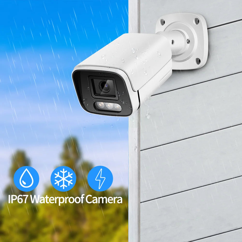 Novo 4k 8mp ip câmara de segurança de áudio externa poe h.265 onvif metal bala casa 4mp array câmara — foto 2