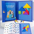 Quebra-cabeça de madeira magnético tangram livro brinquedos educativos para crianças bebê criança portátil — foto 2