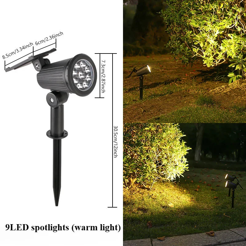 9 led solar spot light ao ar livre à prova dwaterproof água holofotes solares luzes - 1 unidade quente claro — foto 2