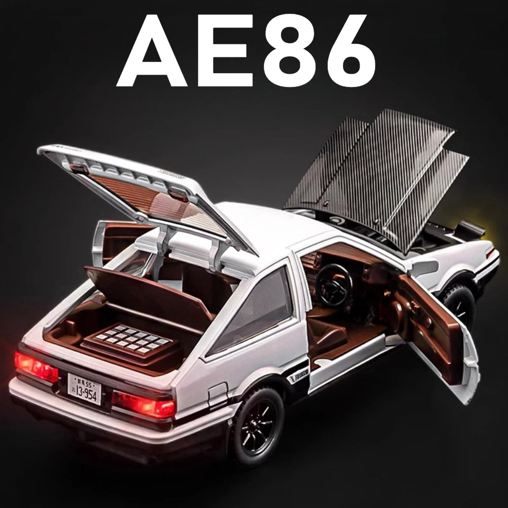1:30 escala inicial d ae86 modelo de carro de brinquedo corpo de liga pneu de borracha absorção de choque — foto 3