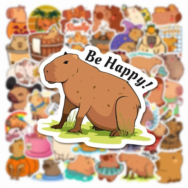 10/30/50PCS Adesivos de PVC de Capivara Fofos para Decoração Estética, Scrapbooking, Caderno de Desenho — foto 1