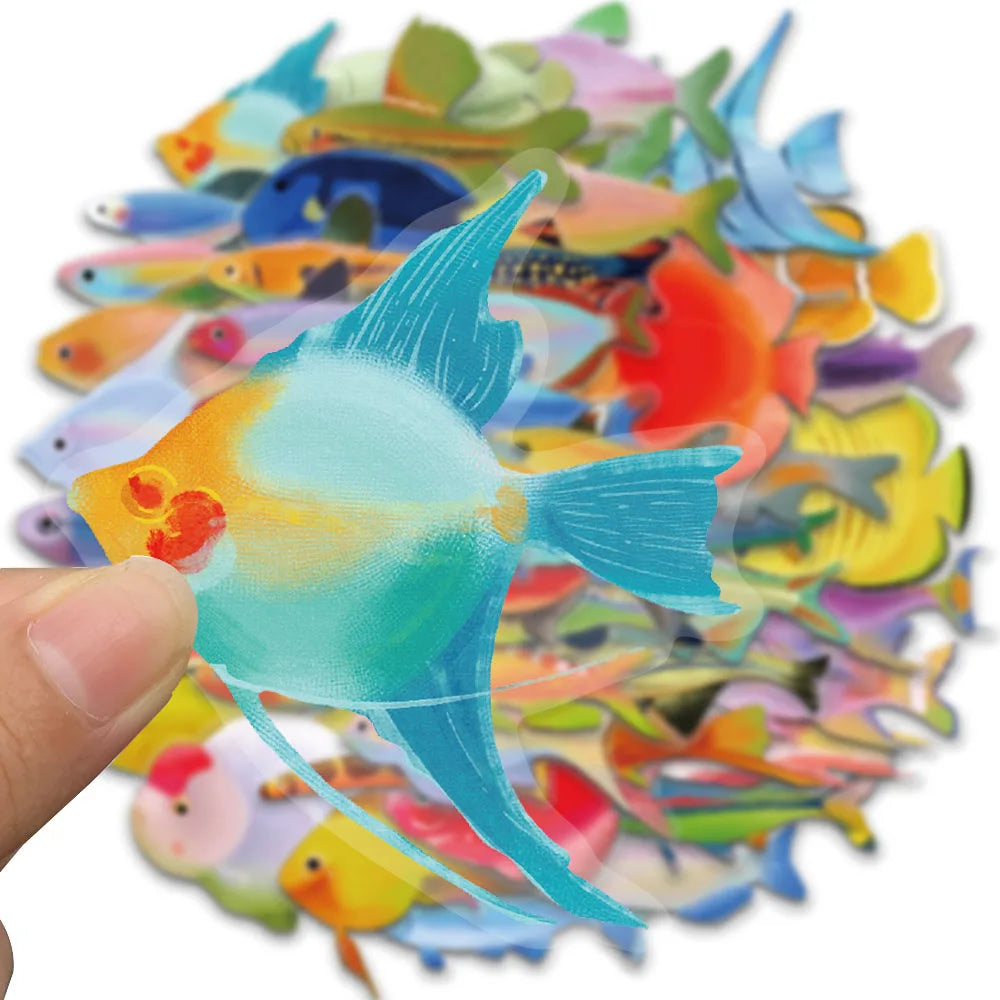 Conjunto de 50 autocolantes transparentes motivo peixe — foto 4