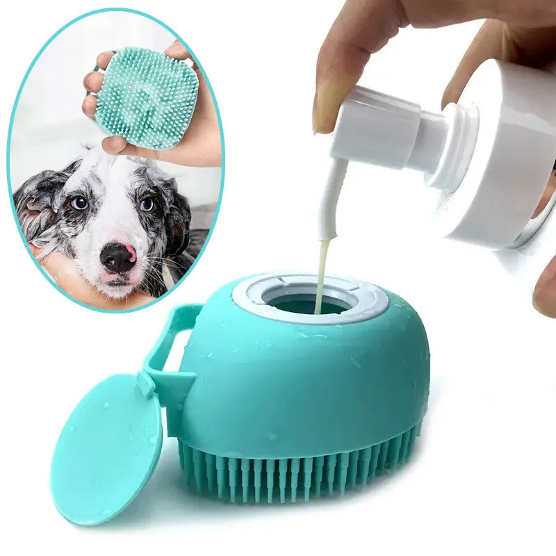 Casa de banho filhote de cachorro grande cão gato banho luvas massagem escova macio segurança silicone — foto 2