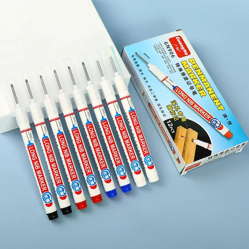 4 pçs/set marcadores de cabeça longa 20mm buraco profundo para metal perfuração caneta à prova dwaterproof — foto 2