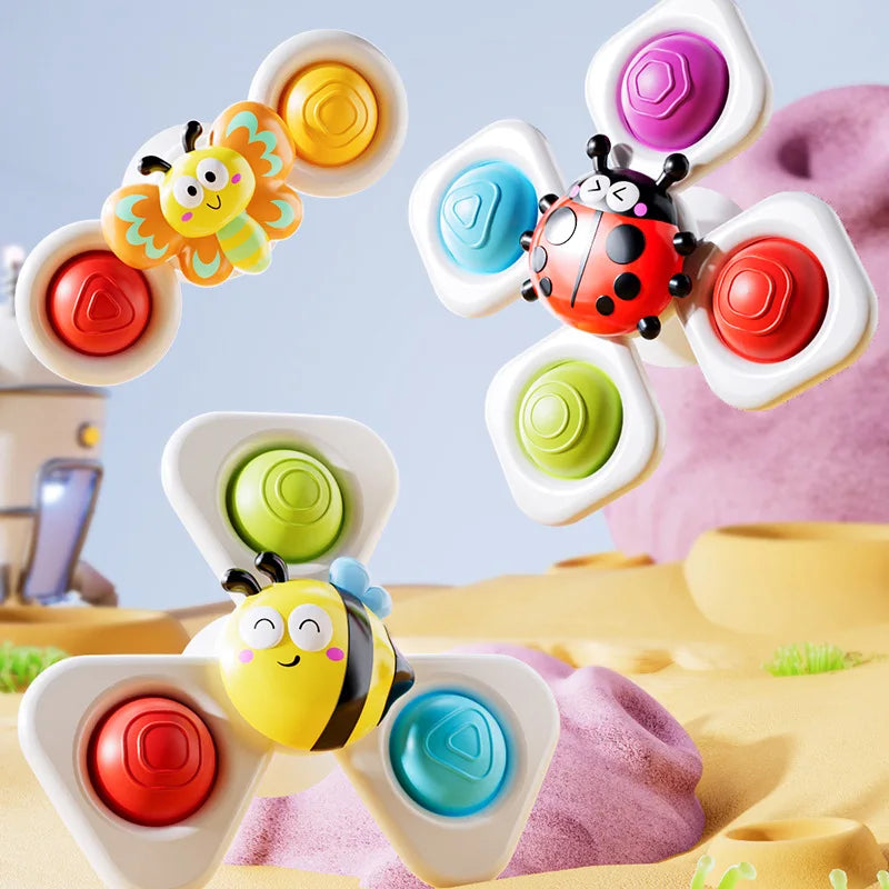 3pc conjunto ventosa girando dos desenhos animados animal spinner brinquedos para crianças janela - Ocean — foto 2