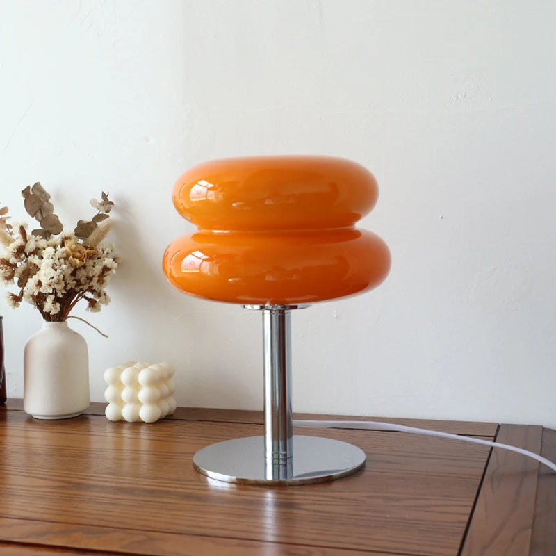 Macaron lâmpada de mesa vidro tricromático escurecimento sala estar atmosfera lâmpadas proteção para os olhos — foto 2