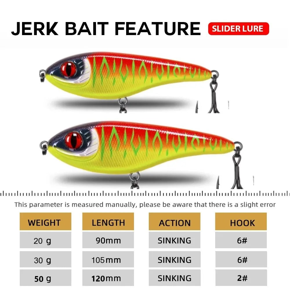 Musky jerkbaits afundamento lento slider iscas 90mm/105mm som alto crankbaits westin isca jerkbait pesca — foto 3